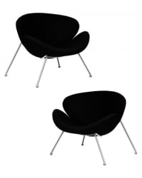 Кресло дизайнерское DOBRIN EMILY (черный ткань AF9, хромированная сталь) 2 шт