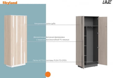 Шкаф средний Лине СФ-574201 Дуб светлый Черный графит / Line