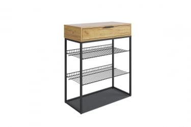 Тумба для обуви Краш LMN-13 черный муар/дуб крафт золотой