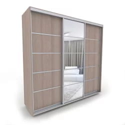 Шкаф-купе с зеркальными дверьми Акцент-Квадро Д 1500х600 Шимо светлый/хром