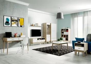 Гостиная Калгари №1 Дуб натуральный светлый-белый матовый