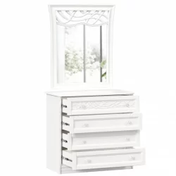 Комод с 4 ящиками с зеркалом ППУ Джулия Белый