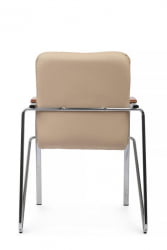 Стул Самба с деревянными подлокотниками СМБ-02Х Хром гальв. Бежевый / SMB-02H