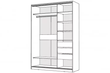 Шкаф-купе 2-х дверный Виктория 1400х584х2300, Белый 14ДЗЗЗДЗЗЗ-ПЯ-Б 310-194