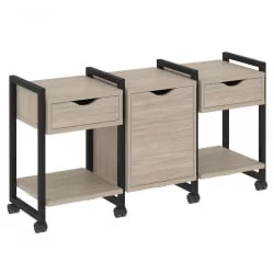 Тумба на колесных опорах наборная. Вариант №6 LOFT VR.L-TN-6.K Металл черный Дуб Аттик