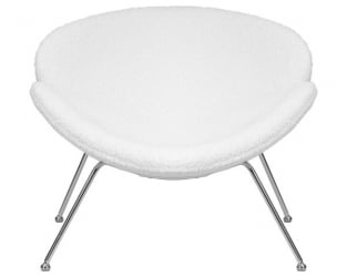 Кресло дизайнерское ДОБРИН ЕМИЛЙ (белый (букле) ткань , хромированная сталь) 2 шт / DOBRIN EMILY