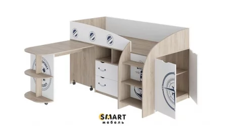 Кровать комбинированная Немо Дуб сонома/Белый