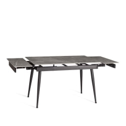 Раздвижной стол Lord Grey/Лорд Грей столешница керамика (глянцевая) / опоры металл, серый/черный, (120+30+30)x80x75 см
