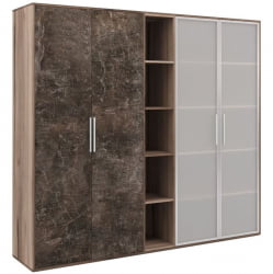 Шкаф высокий 4 створки, с нишей B-TONE BTN36153542 Вяз Бетон темный