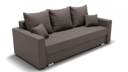 Диван с ящиком для белья Олимп-1 ППУ (ЗР) Цвет фасада: Серо коричневый; Тип: Прямой; Материал фасада: Металл/Велюр