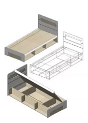 Кровать 0,9 с подъемным механизмом Палермо Юниор 01 Белый глянец Ясень шимо светлый Красный