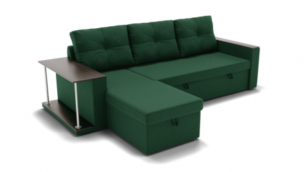 Диван Атланта (ЗР) Цвет фасада: Зеленый; Тип: Левый/правый; Материал фасада: Металл/Велюр