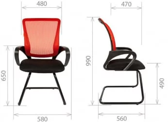 Кресло для посетителей CХАИРМАН 969 В (В)сетка серая/ткань черная / CHAIRMAN (V)сетка