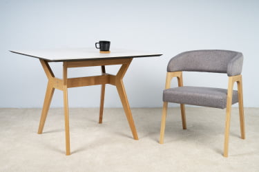 Стол Нарвик 960*960 мрамор Бианко Темный орех