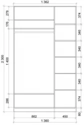 Шкаф-купе белый Хит-23-14-77 Орхидея Белая шагрень
