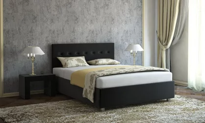 Кровать с мягким изголовьем Черная