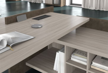 Стол руководителя левый WOOD&STONE СФ-531211 Дрифтвуд Бетон Чикаго темный