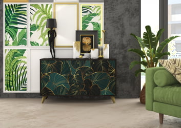 Комод Фьюжн КМ-003 АРТ Угольный камень/VINIL