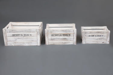 Набор ящиков Secret De Maison CIBOIRE ( mod. HX16-832 S/3 ) paulownia, мдф, 38x28x20см / 33x23x18см / 28x18x15см, Античный белый