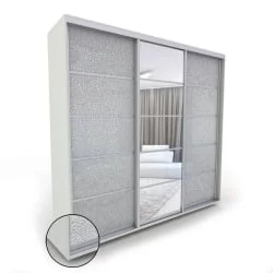 Шкаф-купе трехстворчатый с зеркалом Акцент-Квадро КЛ 1800х600 Выбеленное дерево