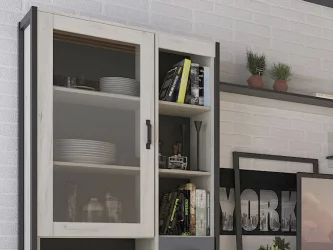 Гостиная Техно №1 Дуб Крафт белый/Серый шифер