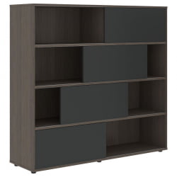 Стеллаж со слайд-дверьми VELION VMCS 1615 Яшма черный Дуб Сильвер