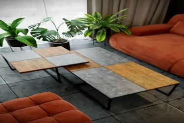 Придиванный столик Фьюжн квадро Дуб американский/серый бетон