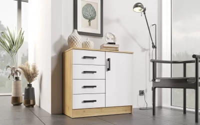 Комод в спальню Дуб вотан/Белый