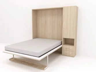 Кровать с подъёмным механизмом Смарт 1 правый со шкафом 1400 Ясень шимо темный