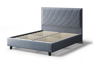 Кровать СОФИЯ 2000*1600мм (на опорах), велюр Бренди лайт 28 (серый), (б/основания, б/матраса)