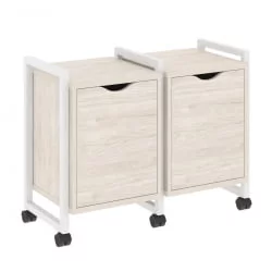 Тумба на колесных опорах наборная. Вариант №2 LOFT VR.L-TN-2.K Металл белый Денвер светлый