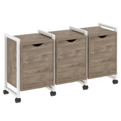 Тумба на колесных опорах наборная. Вариант №5 LOFT VR.L-TN-5.K Металл белый Тиквуд темный