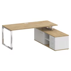 Стол руководителя с опорной греденцией, правый SHIFT SK.SRG-200 (R) Тиквуд Светлый/Белый Бриллиант