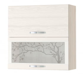 Шкаф-витрина кухонный (с системой плавного закрывания) Графит 74.09.2 Сосна Астрид /Ваниль