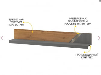 Полка навесная Монако 605.29 Дуб Вотан Оникс Графит