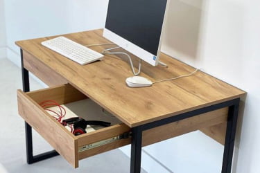 Письменный стол с ящиками SMU-01 белое дерево/белый муар