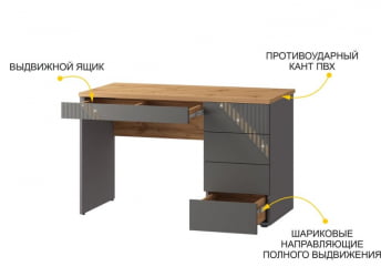 Стол письменный (лев/прав) Монако 902.24 Дуб Вотан Оникс Графит