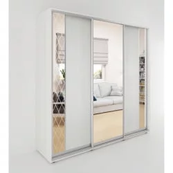 Шкаф-купе трехстворчатый с зеркалом Акцент-Вера ДР 1500х600 Выбеленное дерево