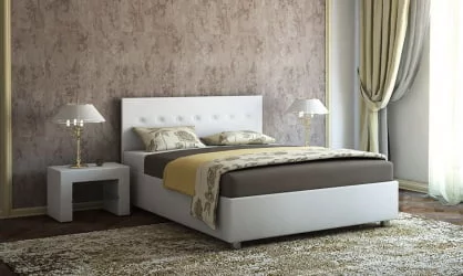 Кровать с мягким изголовьем Белая