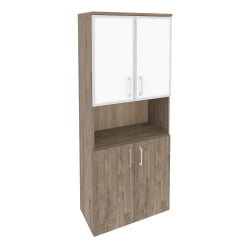 Шкаф высокий широкий ОНИКС О.СТ-1.4Р вхите Тиквуд Темный / ONIX O.ST-1.4R white