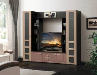 Набор мебели для гостиной Грация 7 МДФ глянец Венге/Белый/Черный