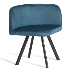 Комплект (стол, 4 стула) QUADRON (mod. PT14) Стол: МДФ/металл, стул: металл/велюр, 100х100х73 см, 69х56х71 см, Blue (синий) HLR62/черный