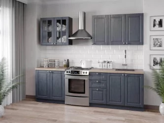 Кухонный гарнитур 2600 Мокка №06 Черный Дуб фактурный антрацит