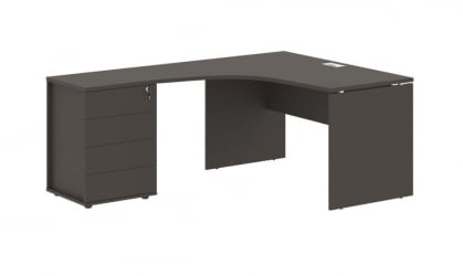 Стол эргономичный с тумбой левый EDIS EDCET 1518 L Мокко Белый