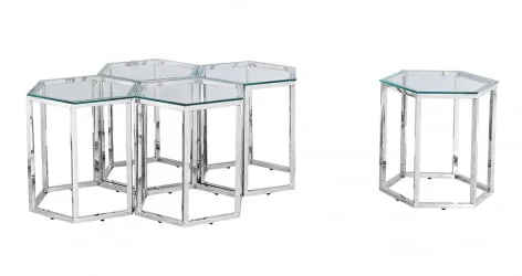 Стеклянный журнальный стол ГЕКС Серебро