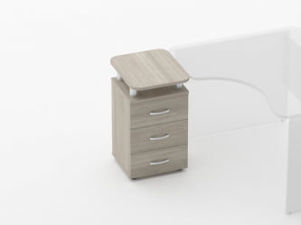 Тумба приставная на 3 ящика с проставками Glassy 3.10.17 Дуб сантана светлый