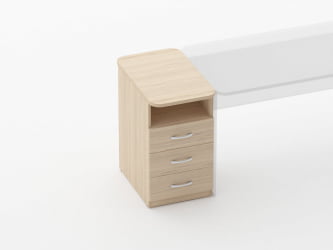 Тумба приставная на 3 ящика с нишей Glassy 3.10.12 Орех