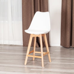Стул барный TULIP BAR (mod. C1014H-1) / 1 шт. в упаковке пластик/дерево, 42 х 47,5 х 104 см, White (Белый) 70029/ натуральный