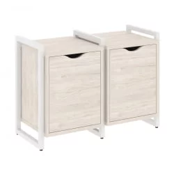 Тумба на регулируемых опорах наборная. Вариант №2 LOFT VR.L-TN-2.O Металл белый Денвер светлый