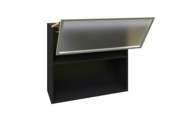 Шкаф кухонный 800 горизонтальный с 2 складными дверями комбинированный со стеклом Шервуд ЛД 281.981.000.049 Черный Дуб золотой